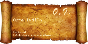 Opre Iván névjegykártya