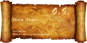 Opre Iván névjegykártya